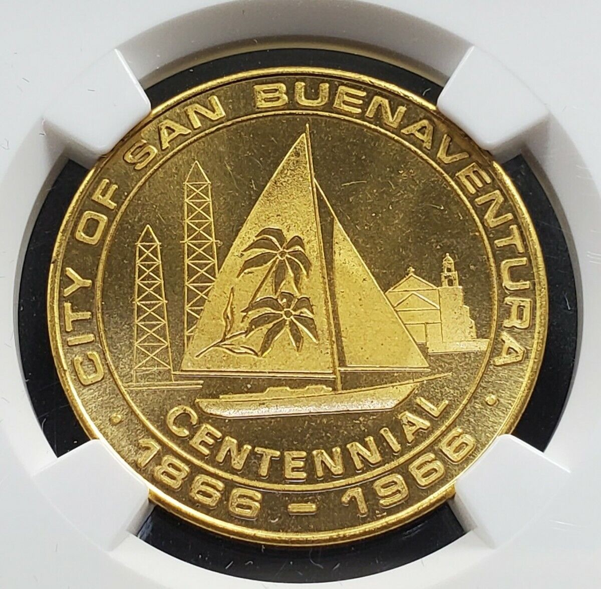 1866 - 1966 CITY SAN BUENAVENTURA Centennial Trade Token Coin Medal NGC MS65