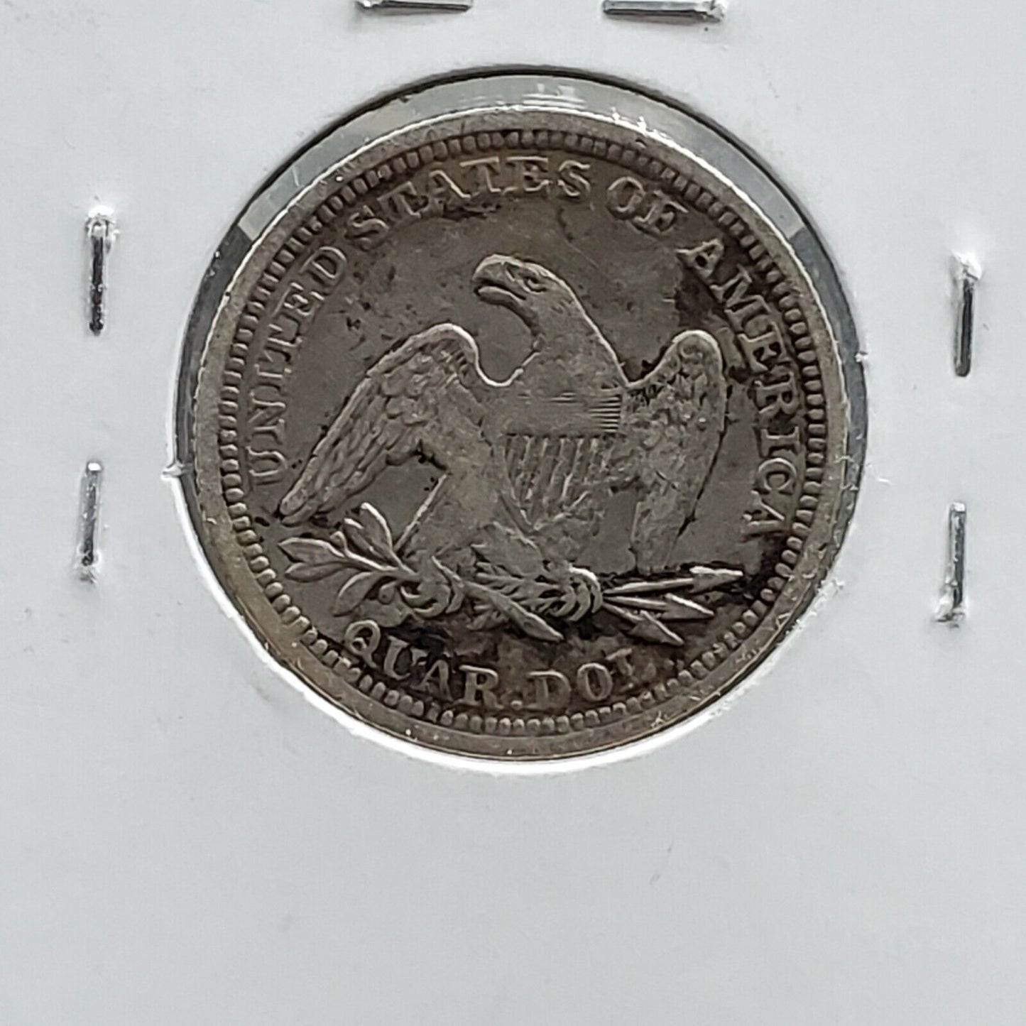 1858 P Seated Liberty Silver Quarter Coin VF Very Fine Condition Some Toning