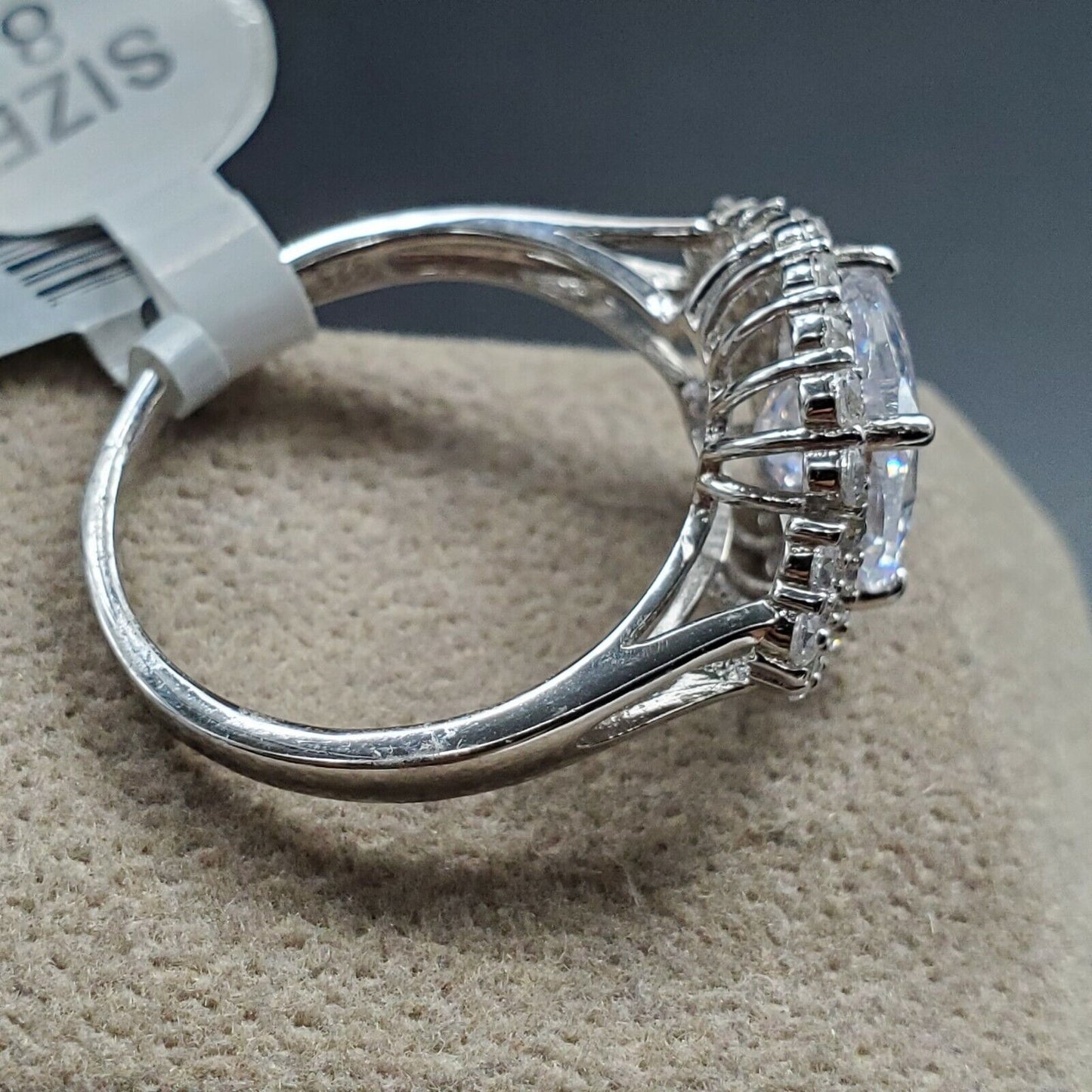 Womens 925 Sterling Silver Fashion Cut Ring Faceted Clear - Blue Stone USA MADE