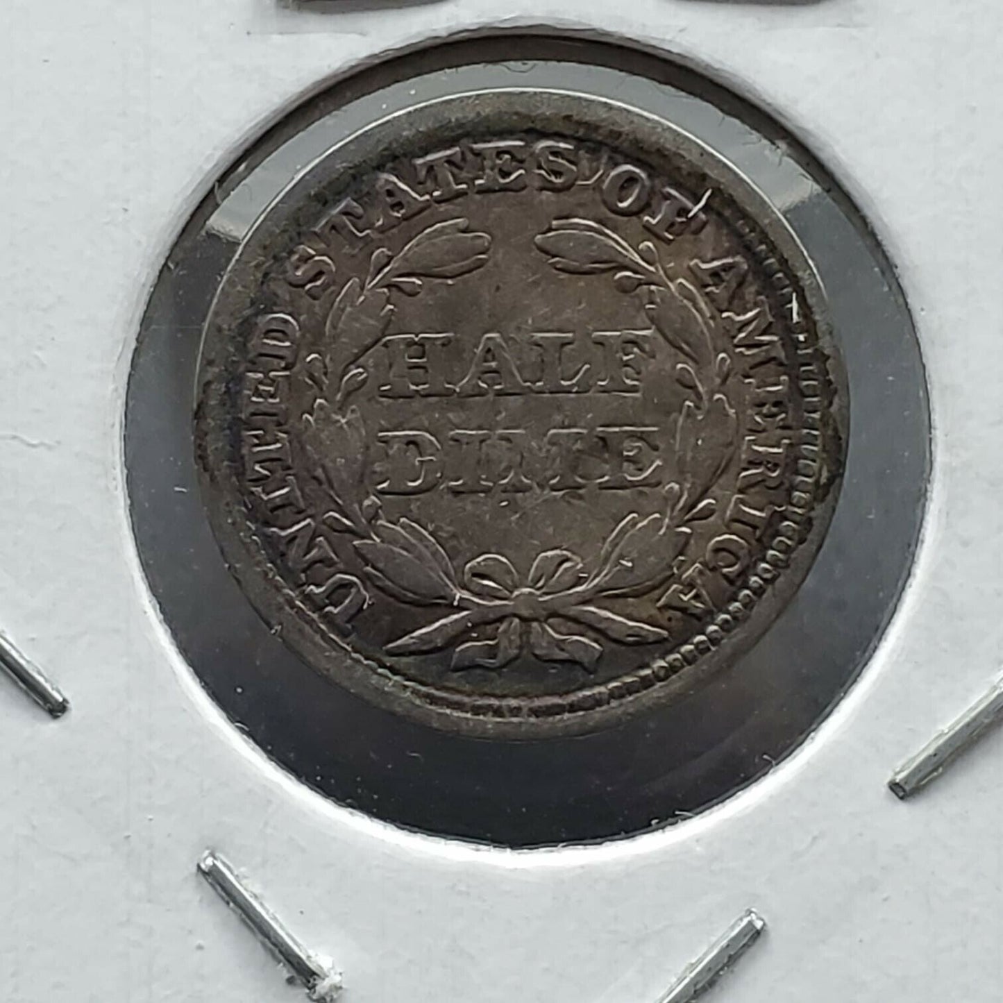 1857 5c Seated Liberty Silver Half Dime Coin Choice Fine PQ Circ Toning Toner