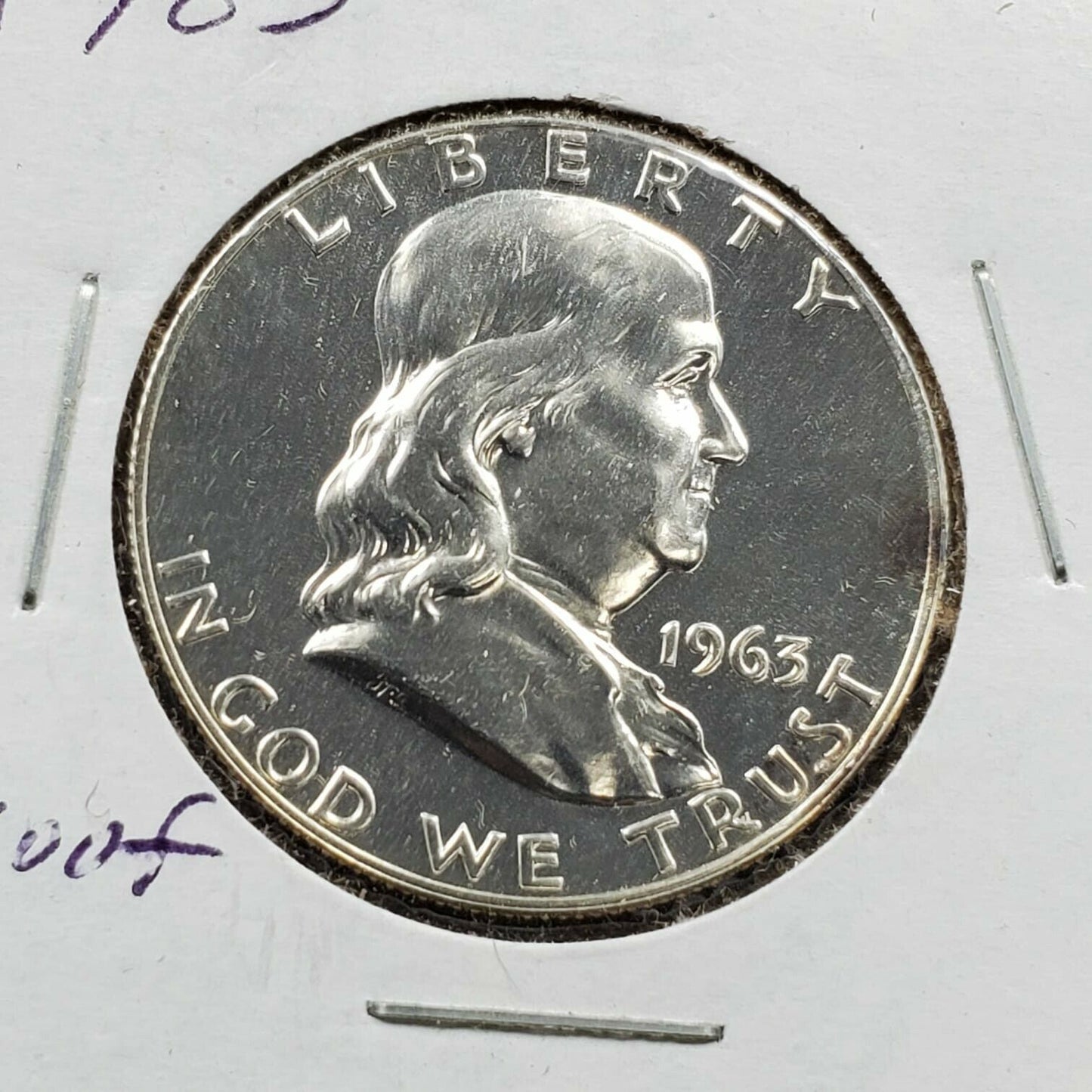 1963 P Franklin Silver Half Dollar Coin Nice Gem Proof Some Toning