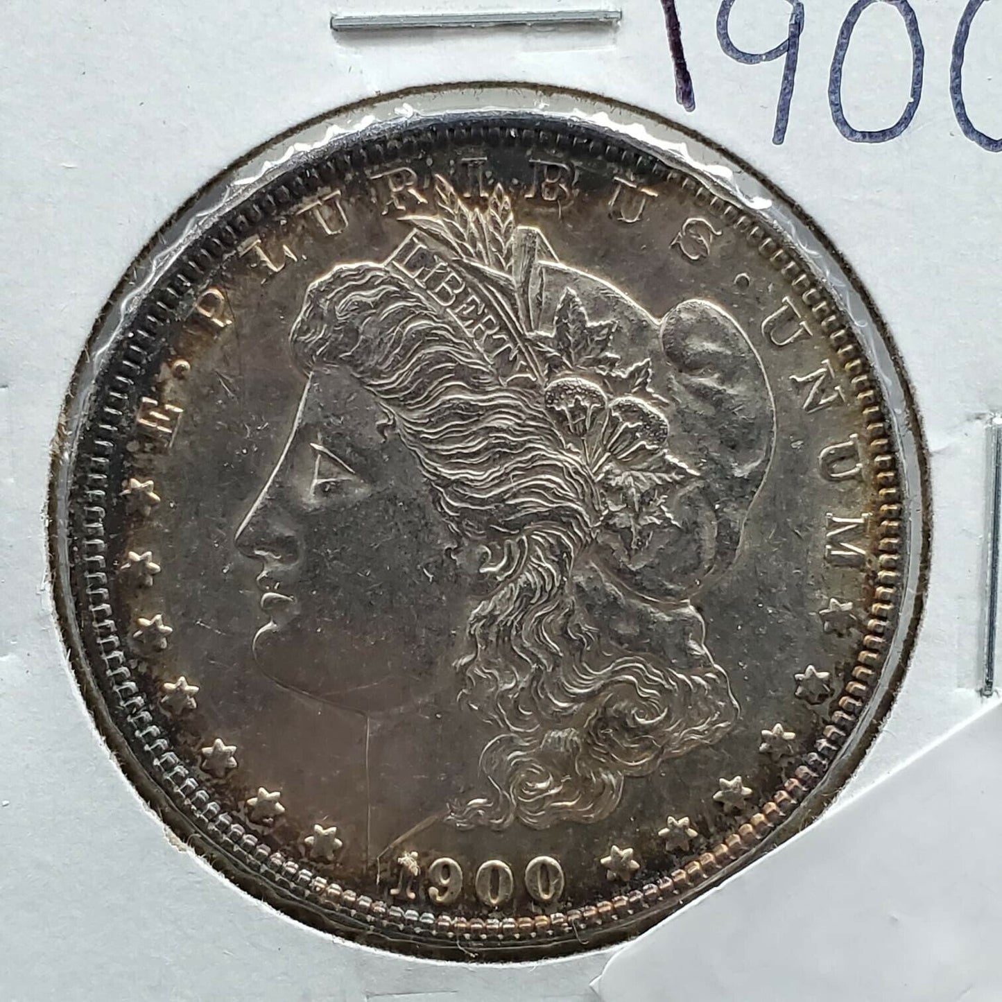 1900 P $1 Morgan Silver Dollar Coin AVG UNC Uncirculated Neat Toning Toner