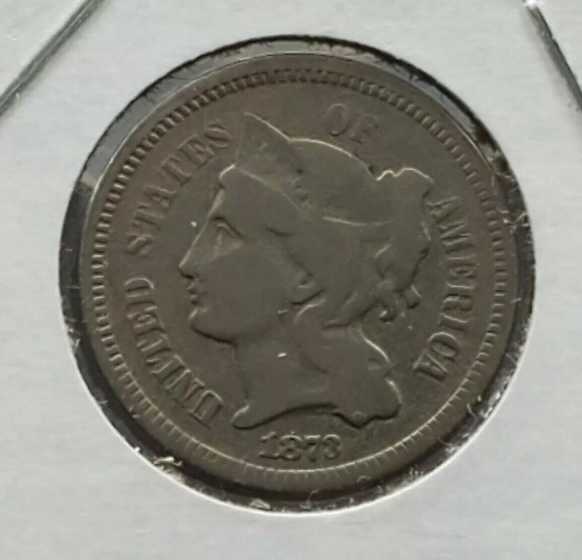 1873 3c 3CN Liberty Three Cent Nickel Coin CH VG Very Good / Fine Open 3 Variety