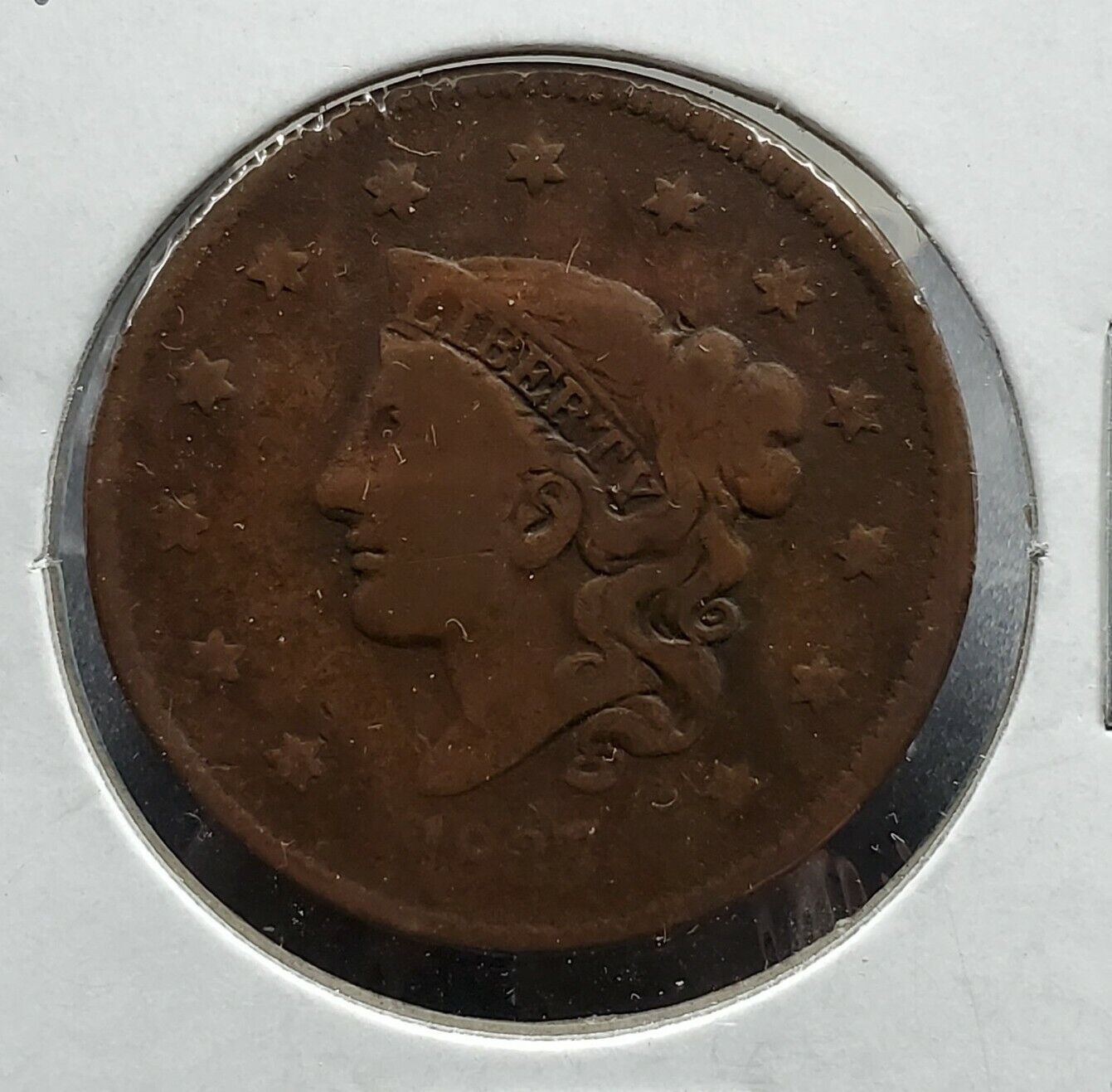 1837 Coronet Liberty Head US Large Cent 1c Ch Circulated Small Letters Variety