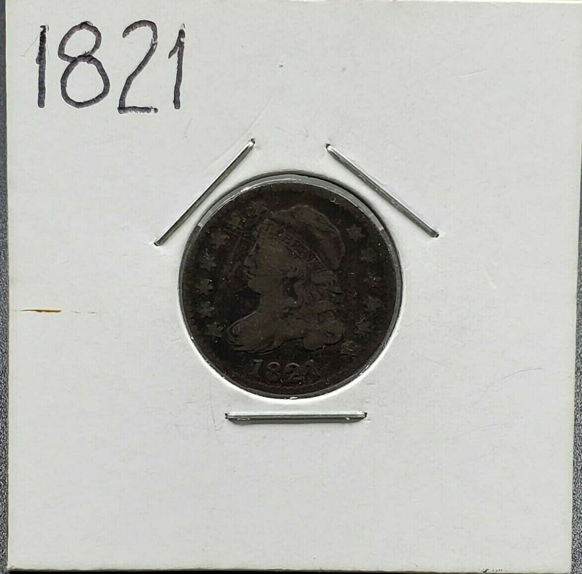 1821 P Large Date Capped Bust Silver Dime Coin Choice CH VG Very Good Circulated