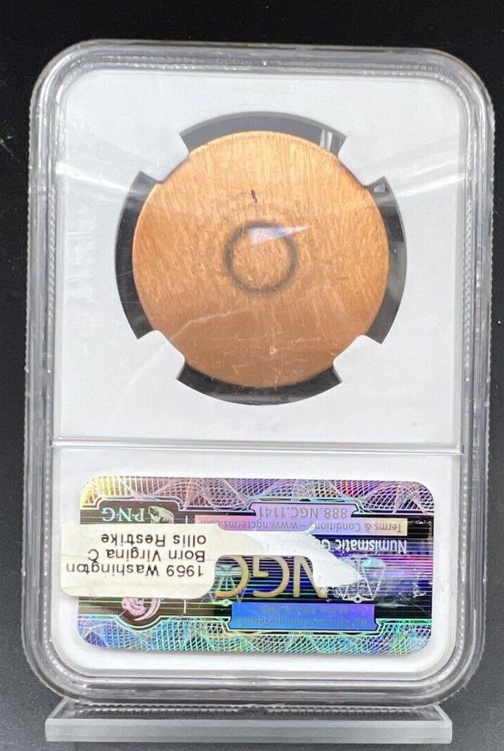 1959 B-22B Copper Collis Restrike Washington Born Virginia MS63 RD RED NGC