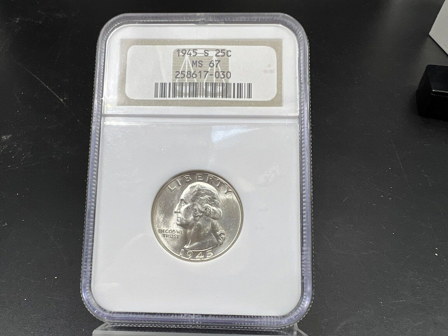 1945 S Washington Silver Quarter Coin MS67 NGC GEM BU Brown Label