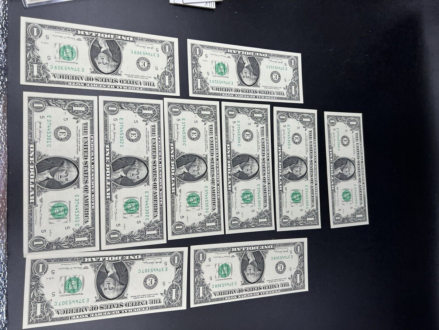 Lot of 10 Consecutive 2017 $1 FRN Federal Reserve Note Bills CH UNC