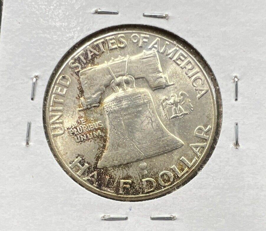 1961 P Franklin Silver Half Dollar Coin BU UNC Nice Toning Toner