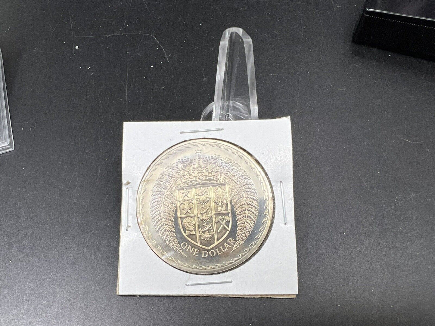 1967 New Zealand Copper Nickel Proof Like Dollar Coin PQ Rainbow Toning Reverse