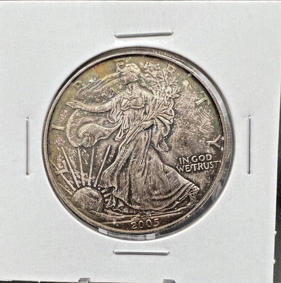 2005 1 OZ American Silver Eagle GEM UNC Neat Toning Toner