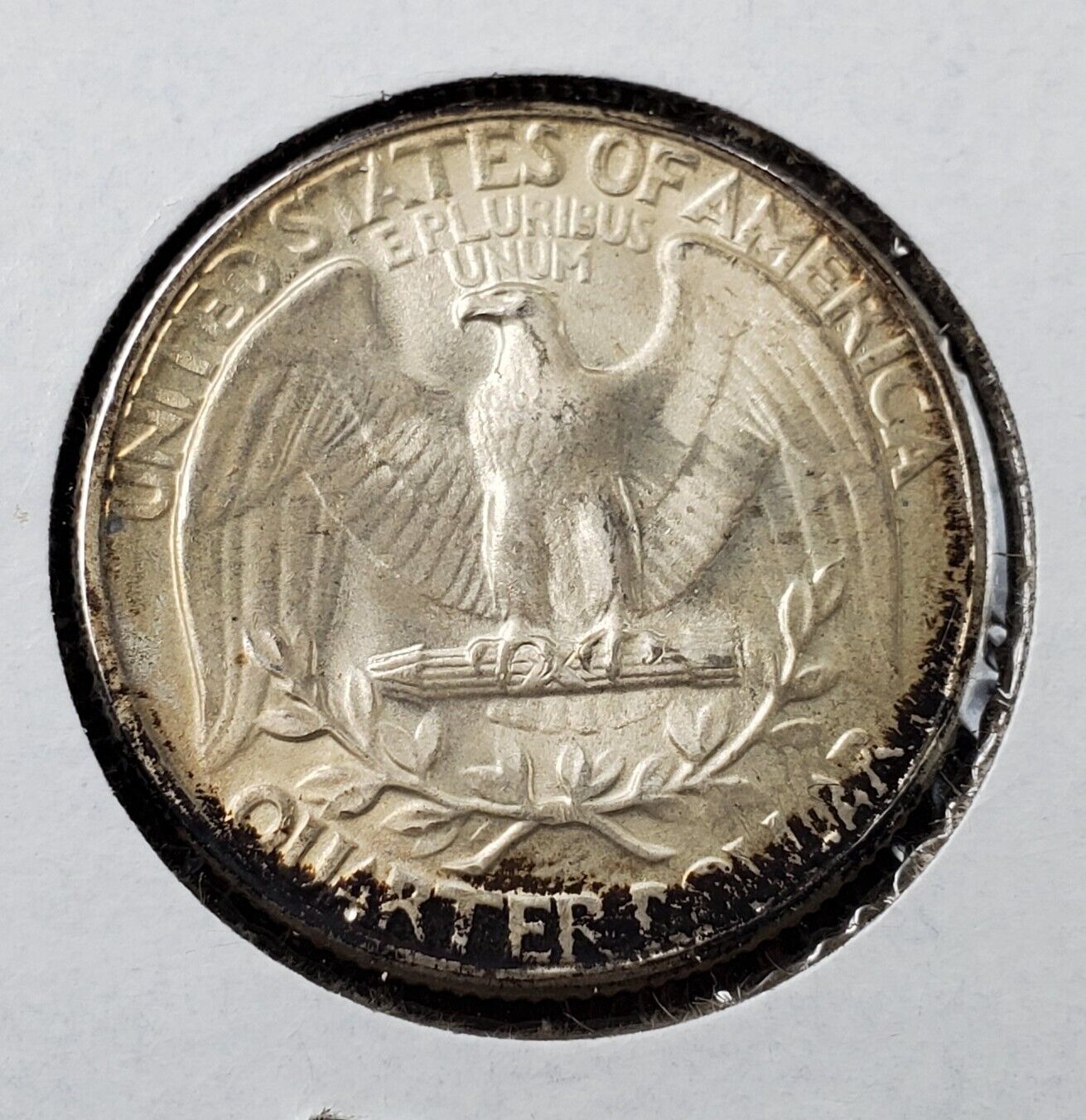 1945 P 25c Washington Quarter Coin BU UNC WW2 Era Coin Neat Toning Toner