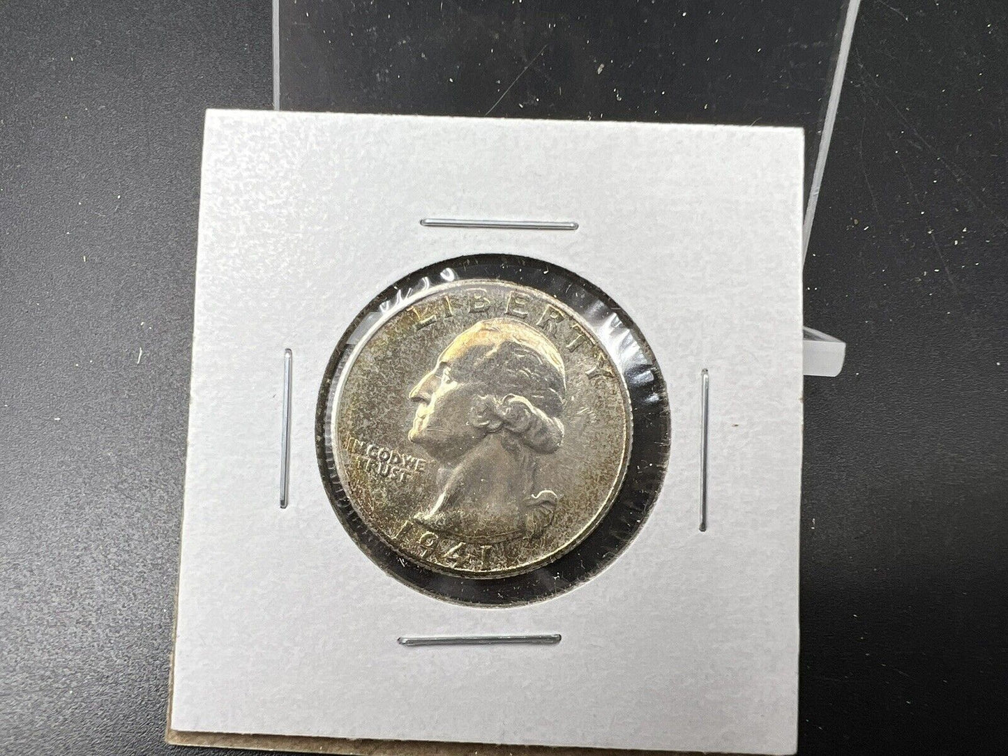 1941 S Washington Quarter Coin Nice Toning Toner OBV BU UNC Die Crack on Bust
