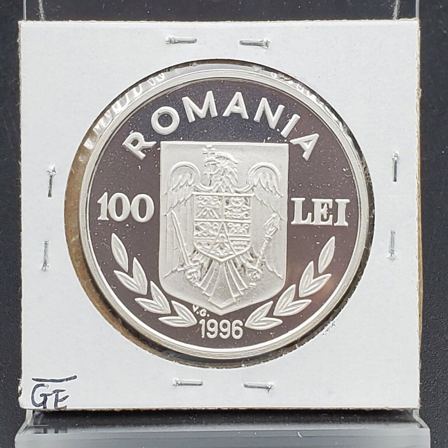 1996 Romania 100 Lei Proof - Silver .925 Atlanta Olympics Canoe GEM PROOF