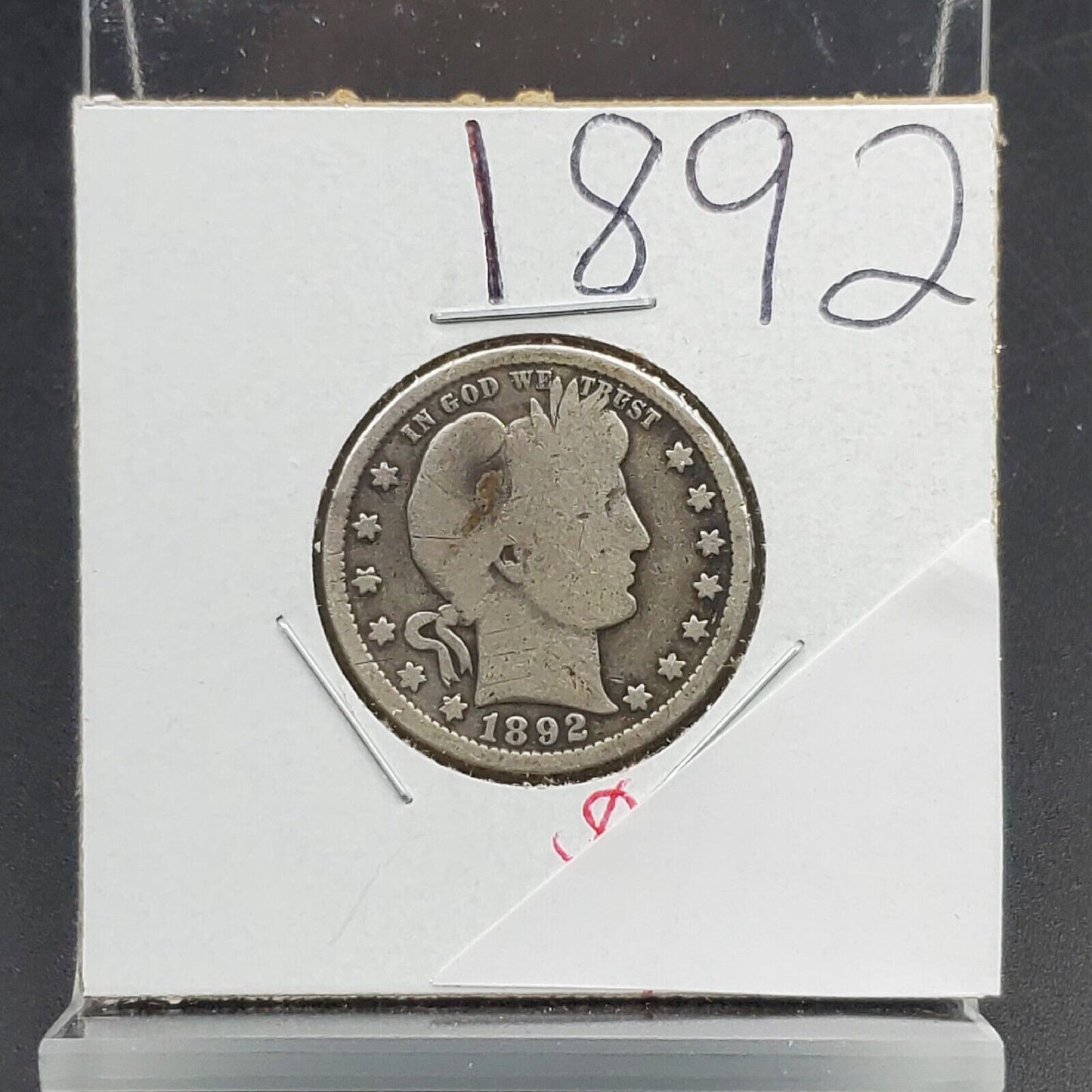 1892 Barber Silver Quarter Coin First Year of Issue CH VG Very Good