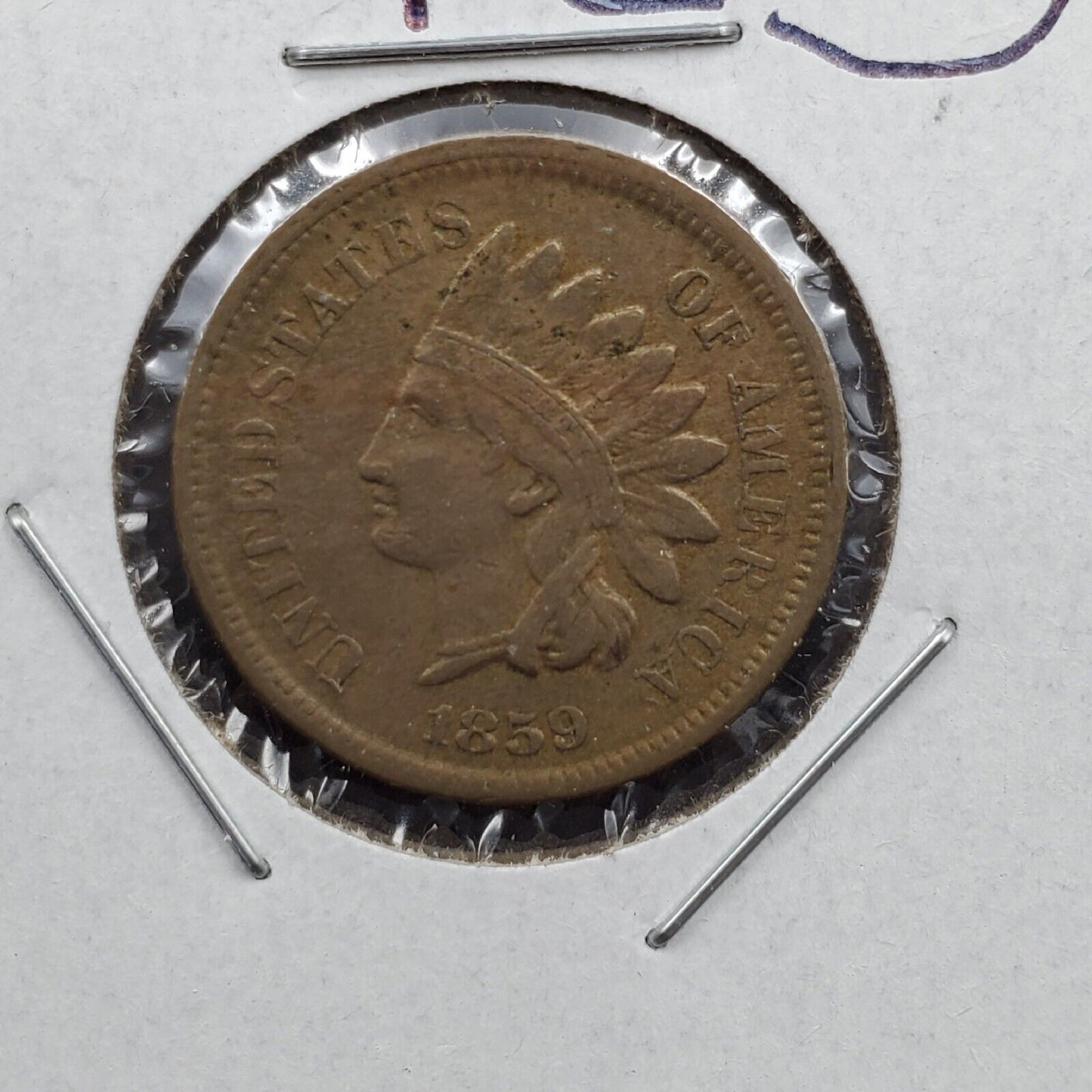 1859 P 1c Indian Small Cent Penny Coin VF Very Fine Circ