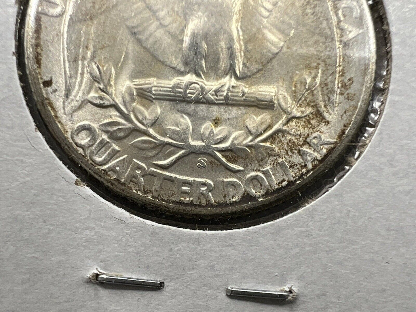 1945 S 25c Washington Silver Quarter Coin Neat Toning BU UNC