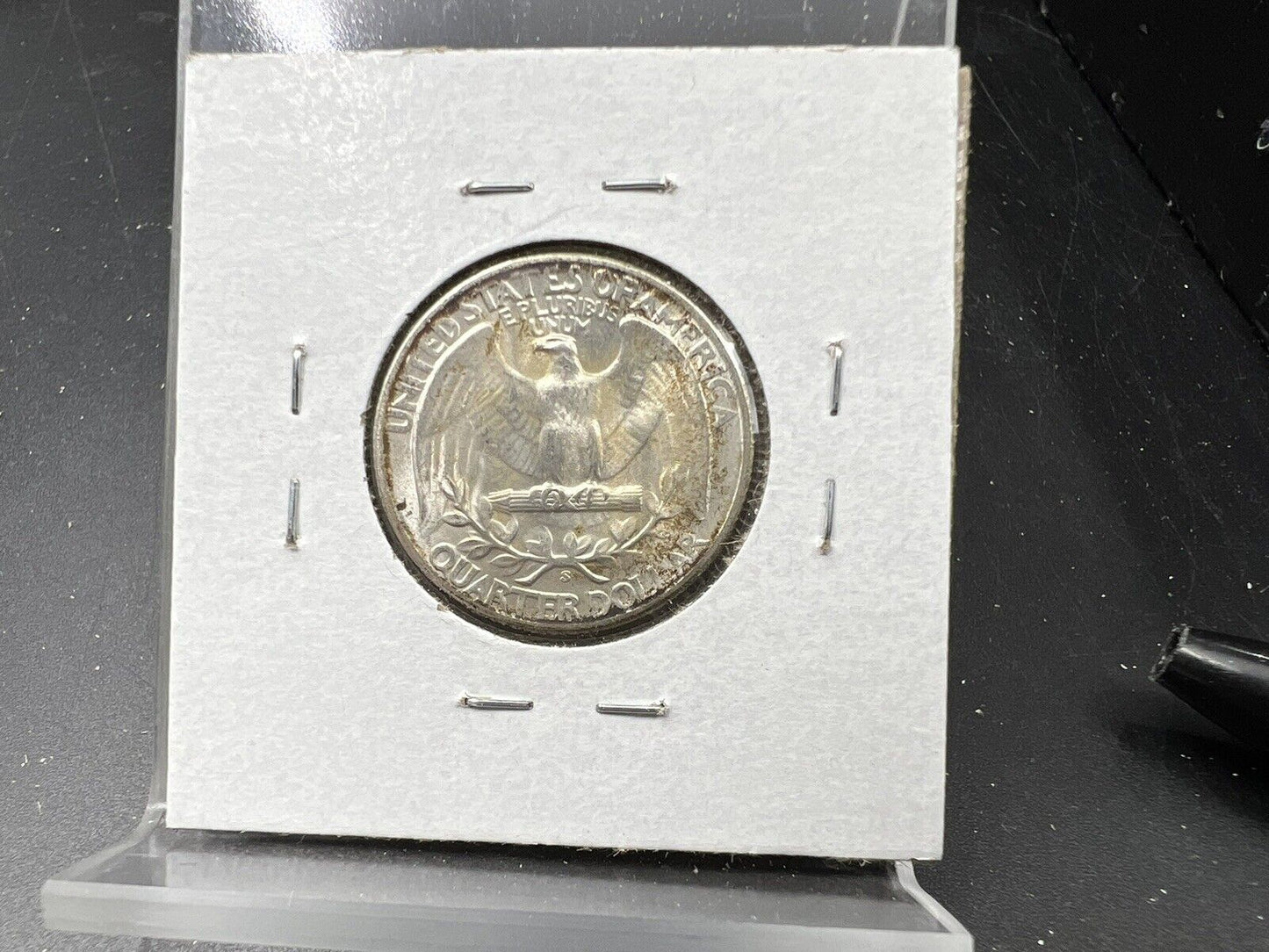 1945 S 25c Washington Silver Quarter Coin Neat Toning BU UNC