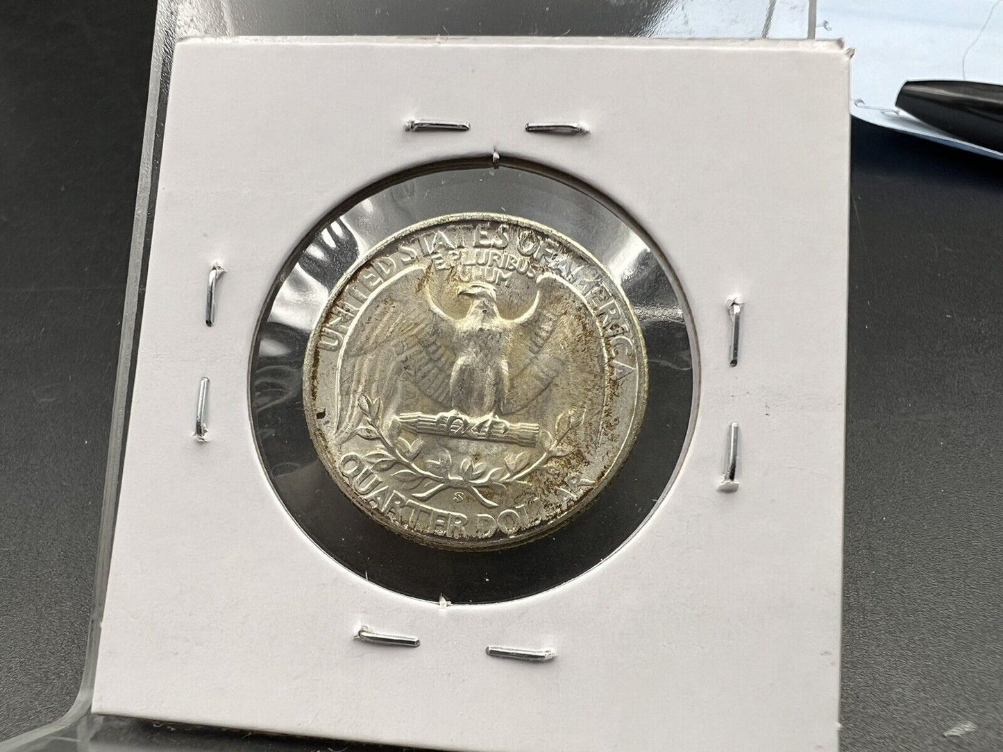 1945 S 25c Washington Silver Quarter Coin Neat Toning BU UNC