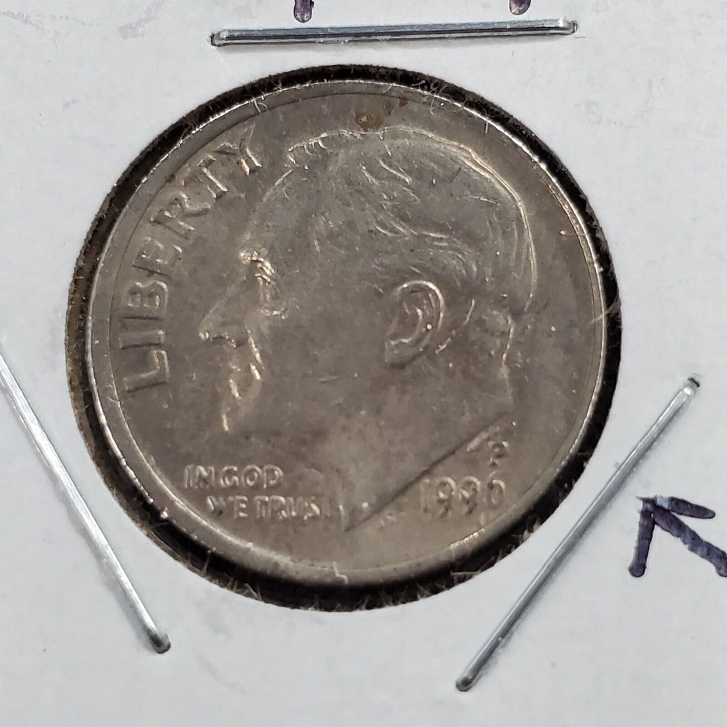 1996 P 10c Roosevelt Dime Die Polish Error Coin XF