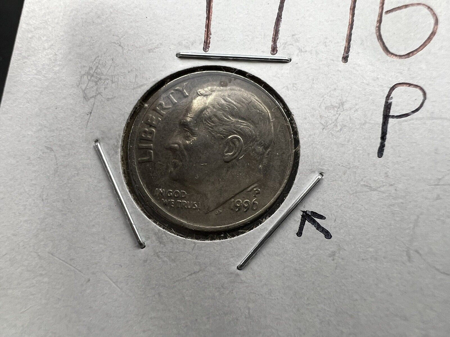1996 P 10c Roosevelt Dime Die Polish Error Coin XF