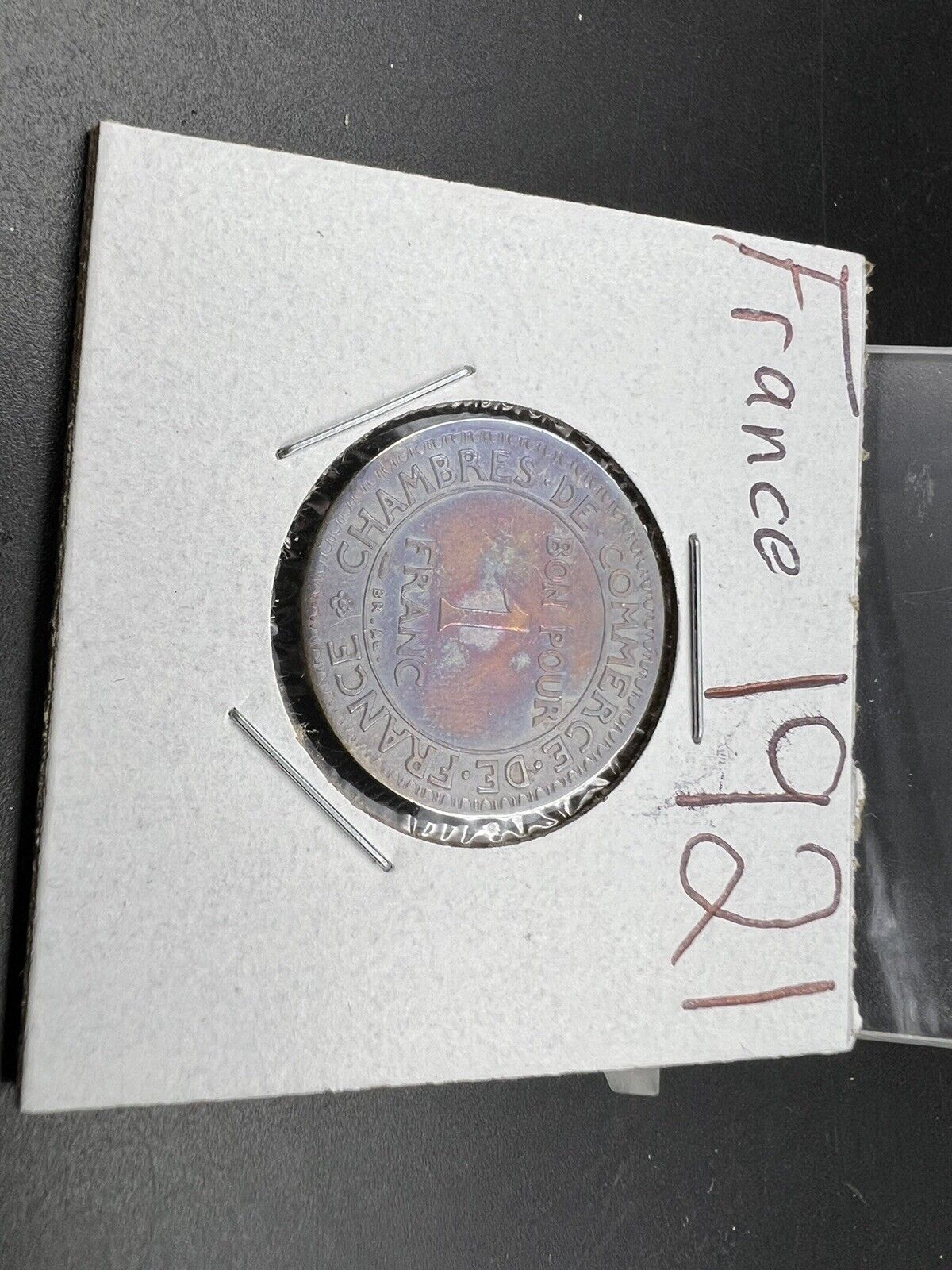 France 1921 One 1 Franc, Chamber of Commerce KM# 876 XF Neat Toning Toner