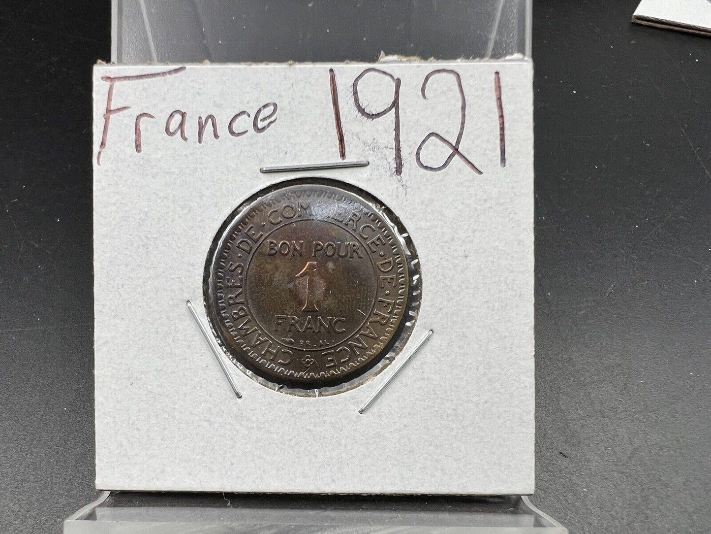 France 1921 One 1 Franc, Chamber of Commerce KM# 876 XF Neat Toning Toner