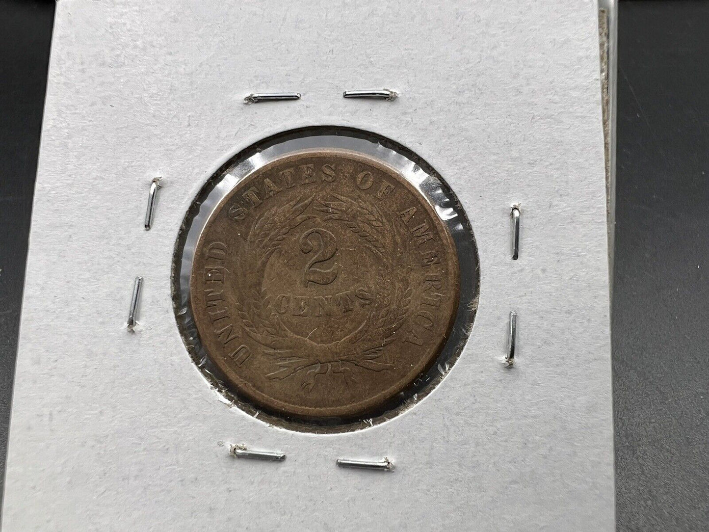 1864 P 2C Two Cent Copper Coin VG Very Good RPD Repunched Dated