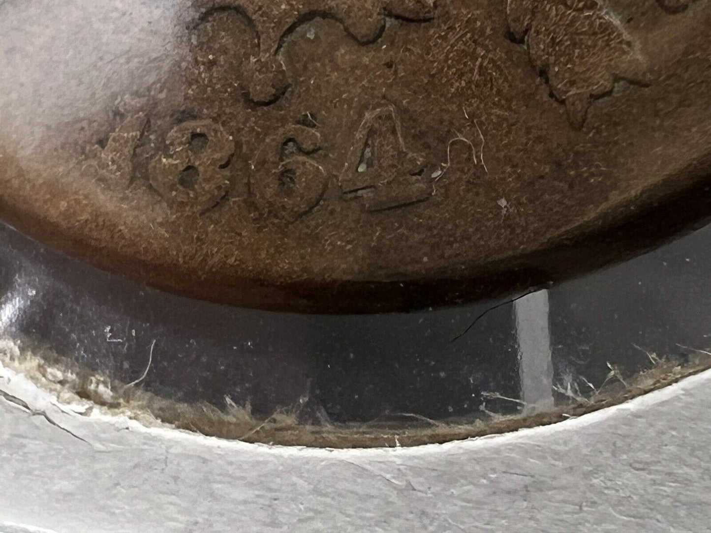 1864 P 2C Two Cent Copper Coin VG Very Good RPD Repunched Dated