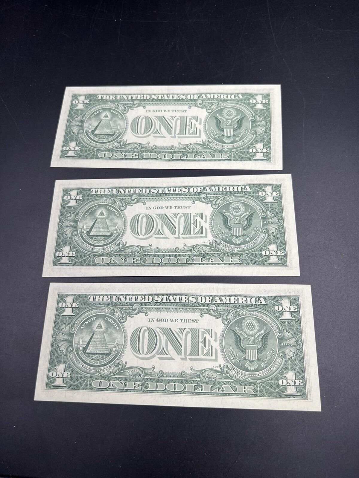 3 Consecutive Note Lot 1969 B $1 FRN Federal Reserve US Currency Bills CH UNC #A