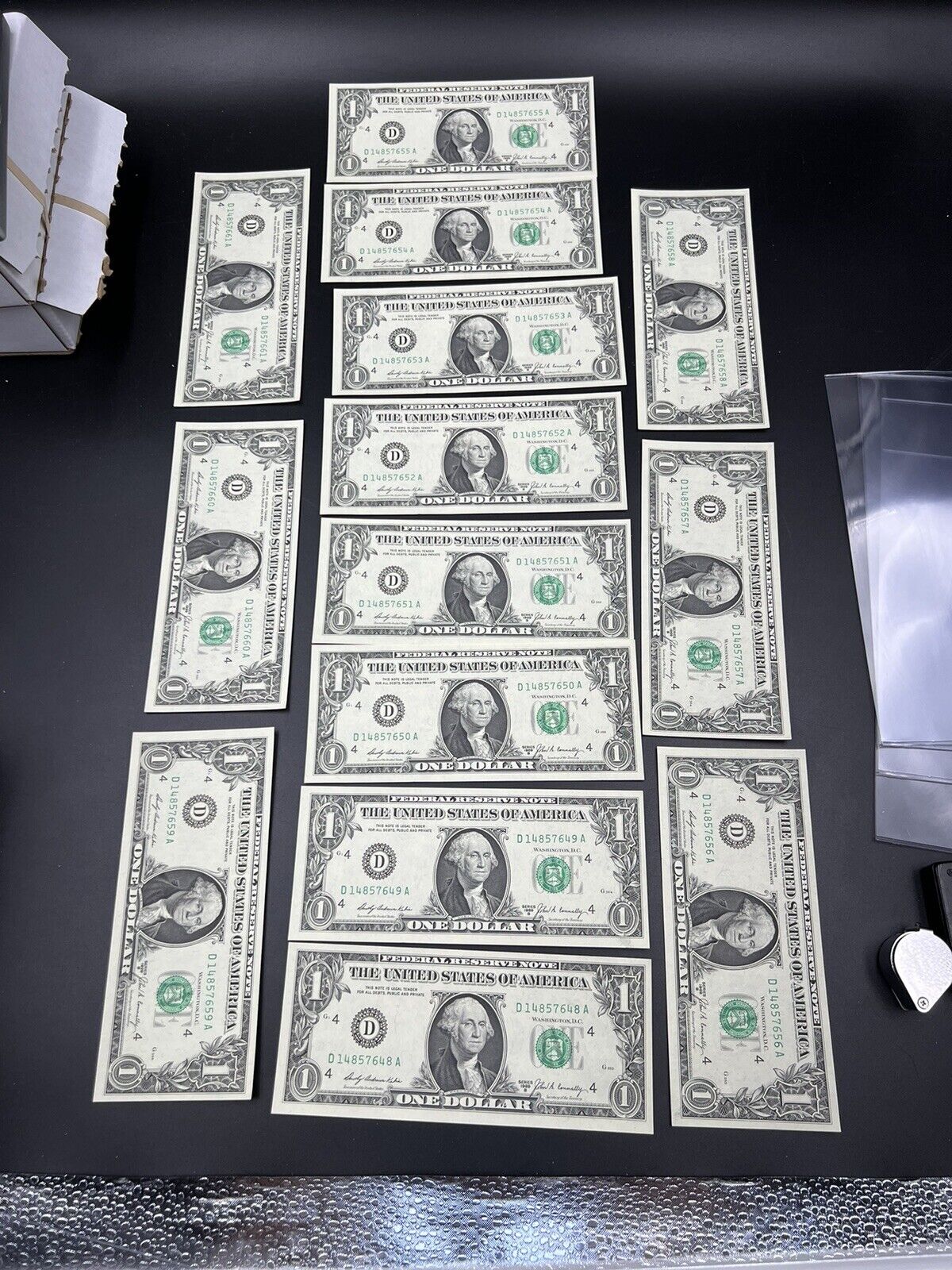 14 Consecutive Note Lot 1969 B $1 FRN Federal Reserve US Currency Bills CH UNC