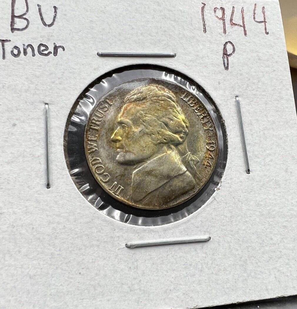 1944 P Jefferson Silver WW2 War Nickel Coin CH BU UNC PQ Nice Toning Toner