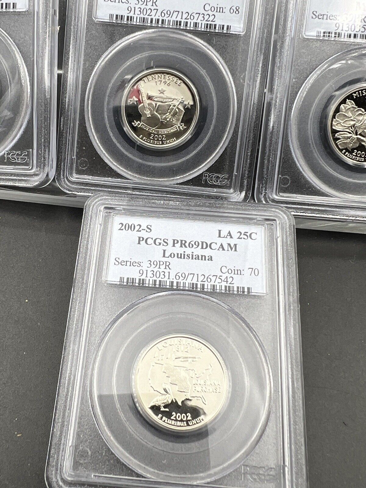 2002 S Complete 5 Coin CLAD Proof Quarter Set PCGS Graded PR69 DCAM