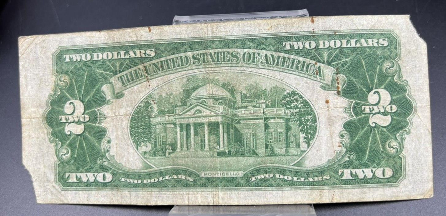 1928 D $2 Red Seal Legal Tender Note Bill Mule Note Micro & Macro # Variety Circ