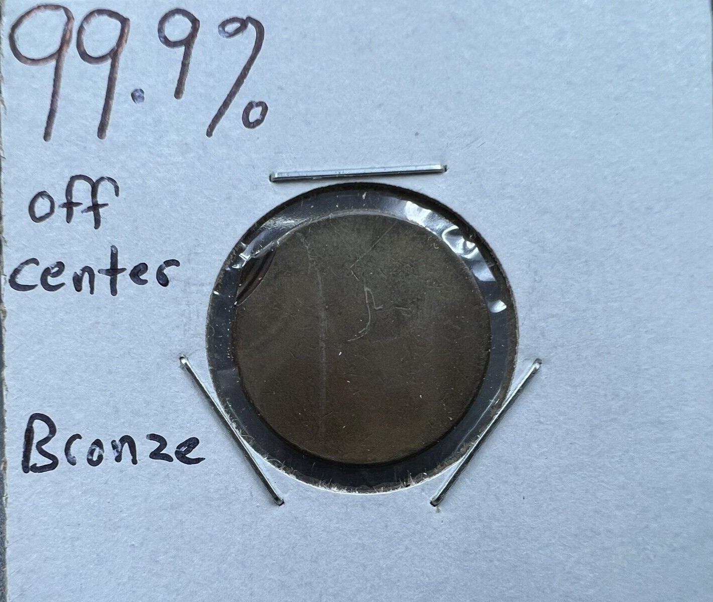 99.9% Off Center 1C Lincoln Cent Penny Coin Blank Planchet Error
