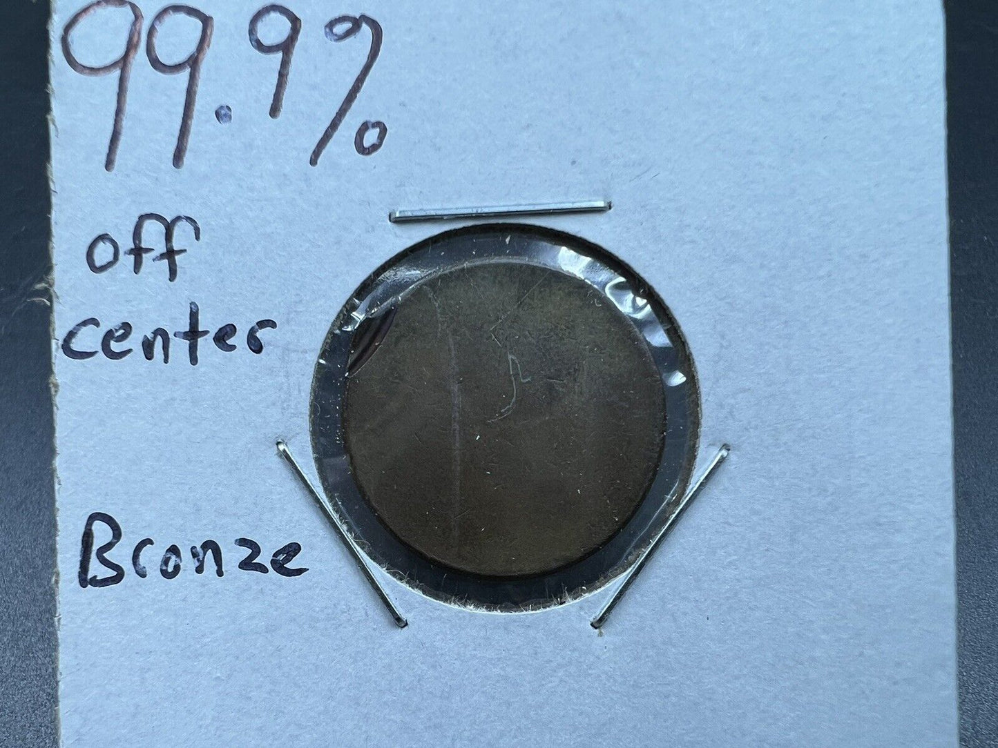 99.9% Off Center 1C Lincoln Cent Penny Coin Blank Planchet Error