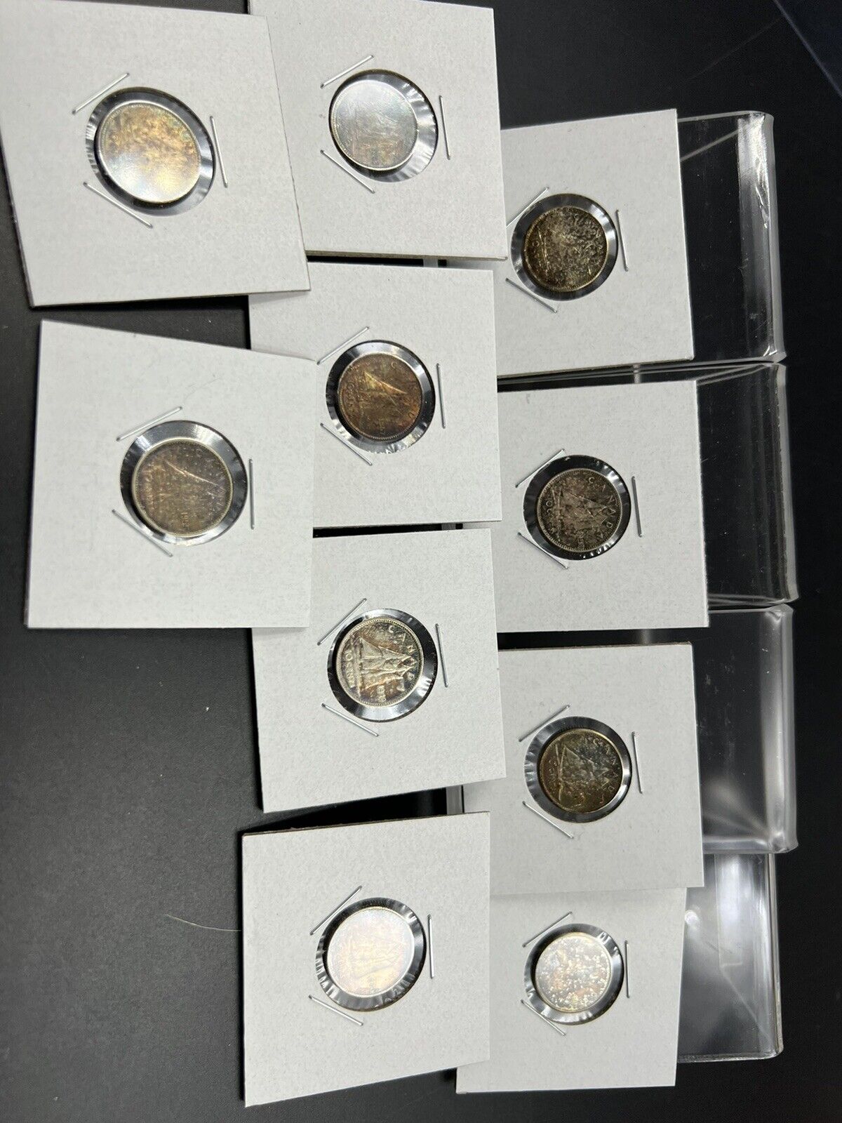 Toner Lot of 10 80% Canada Silver Dime Coins with Nice Toning