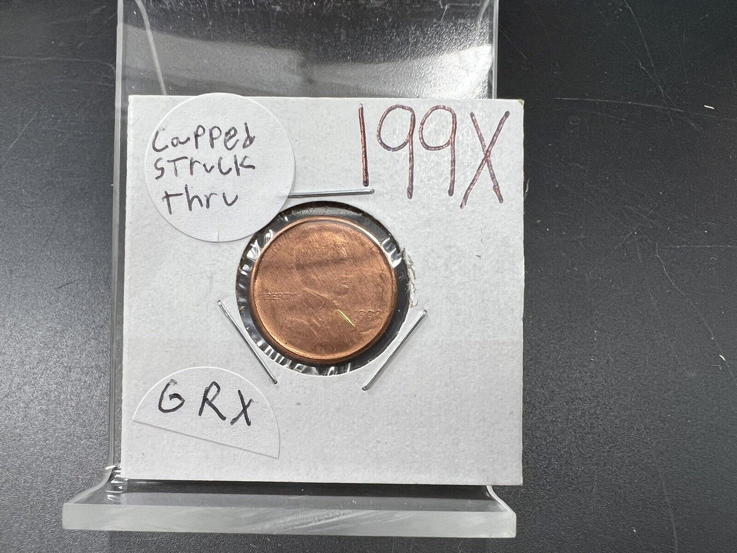 199x Capped Die Strike Through Error Obverse Lincoln Memorial Cent Coin BU UNC