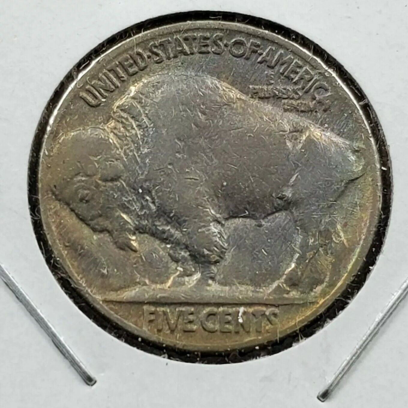 1936 P 5c Buffalo Nickel Coin Nice Circulated Rainbow Original Toning Toner