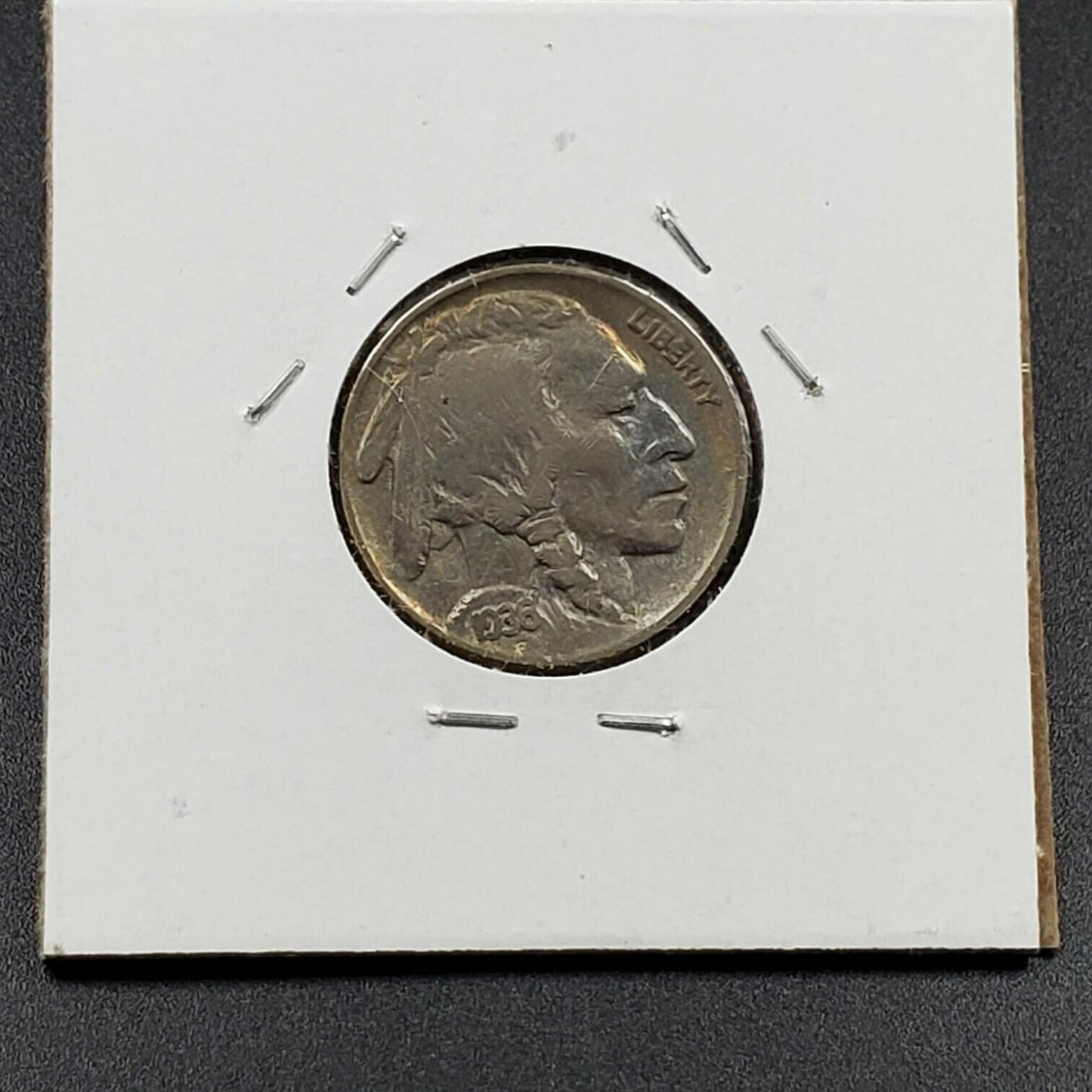 1936 P 5c Buffalo Nickel Coin Nice Circulated Rainbow Original Toning Toner