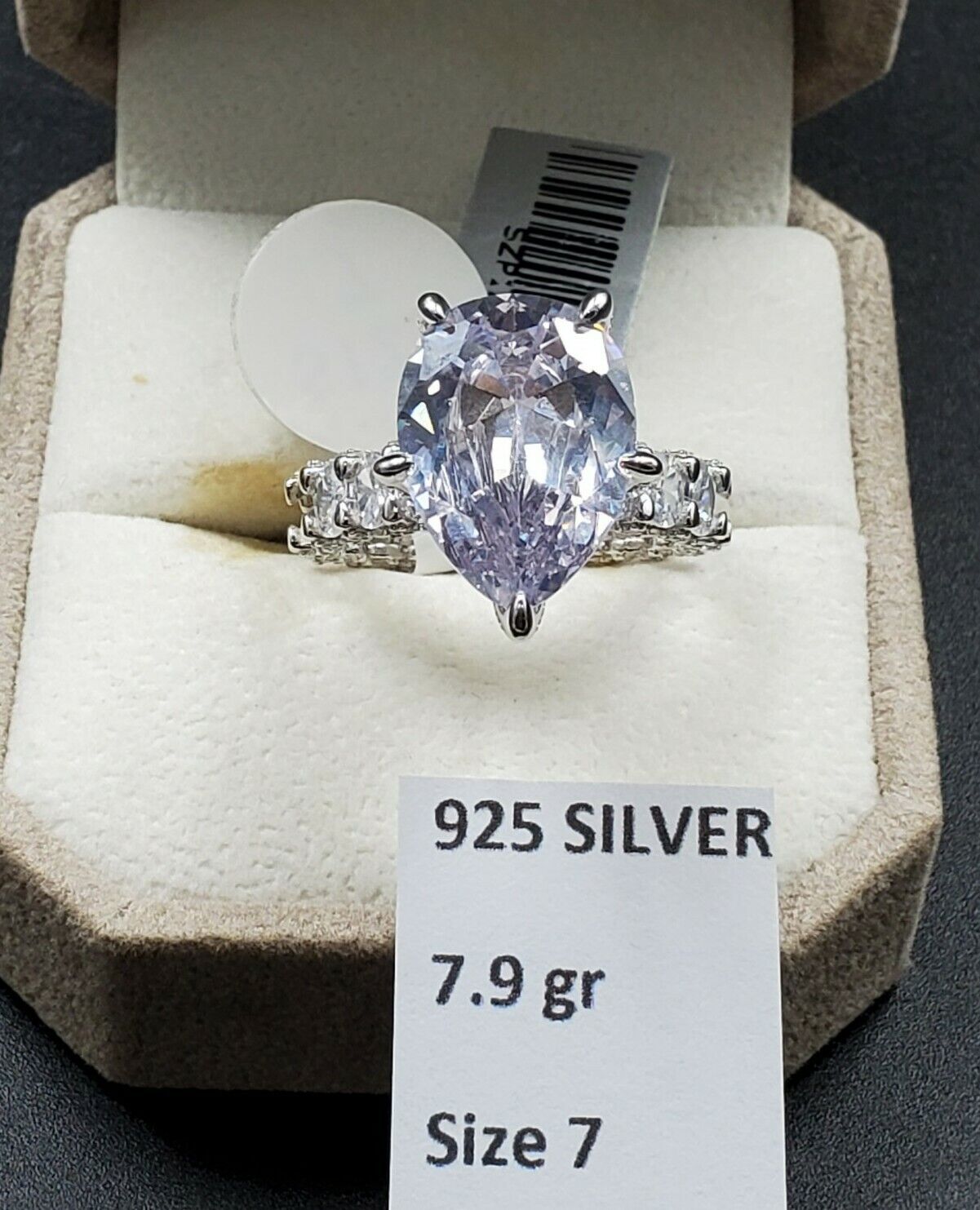 Womens 925 Sterling Silver Wedding Engagement Princess Cut Ring Faceted CC Oval