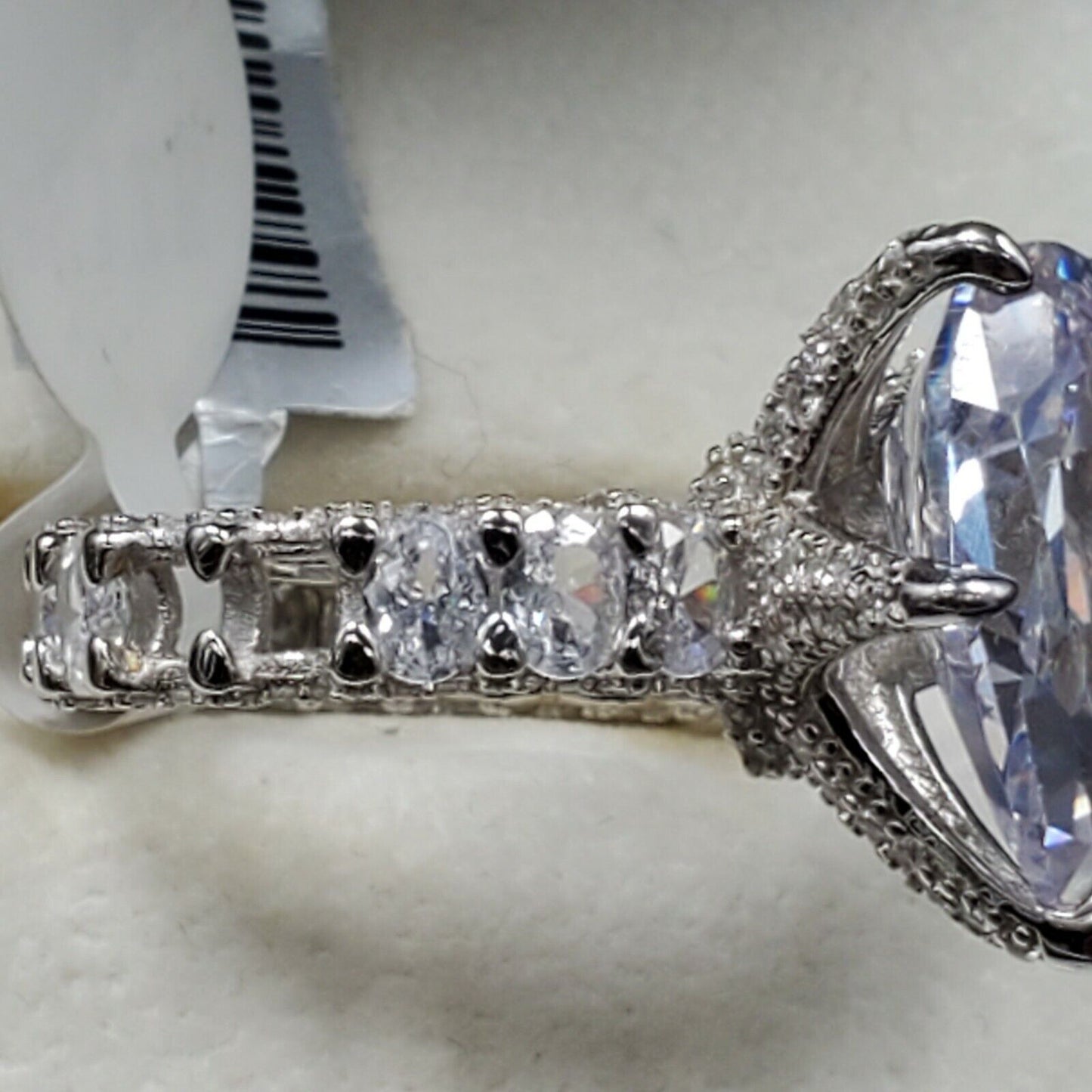Womens 925 Sterling Silver Wedding Engagement Princess Cut Ring Faceted CC Oval