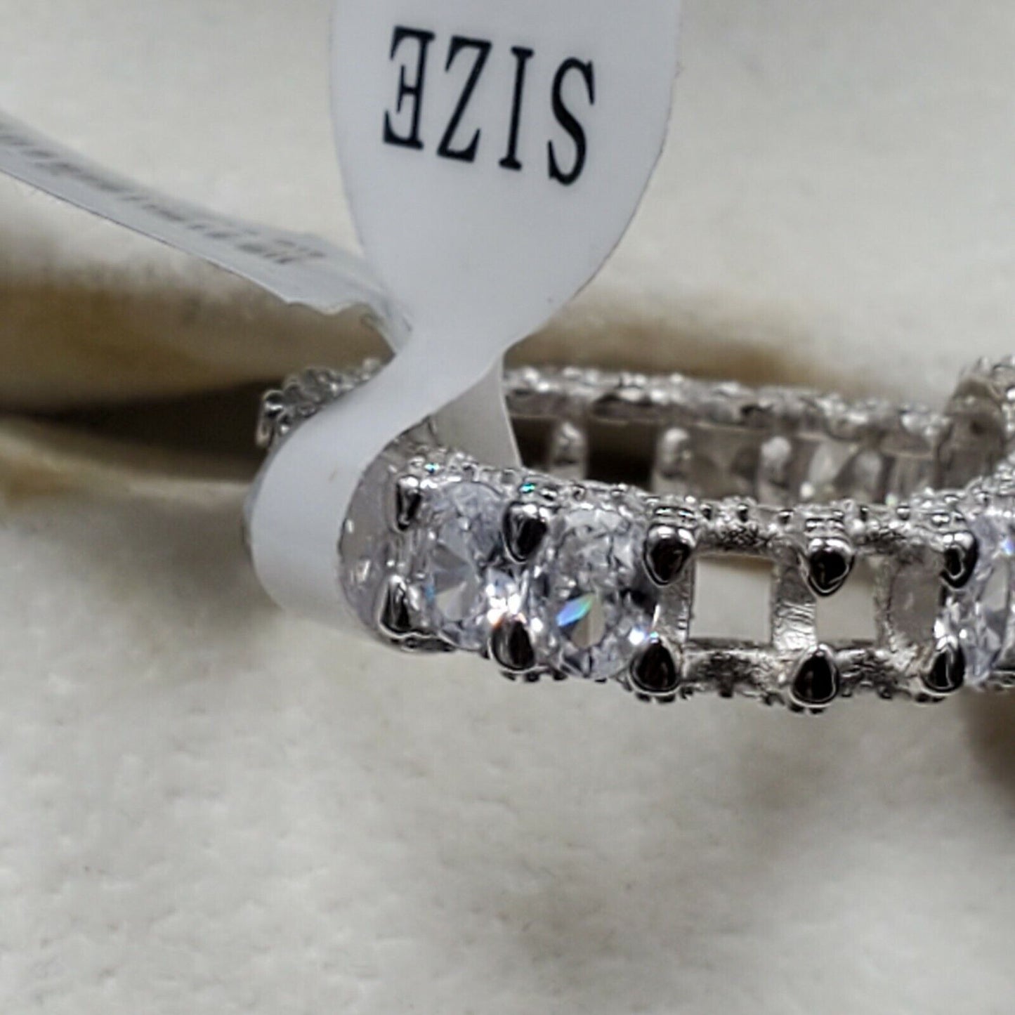 Womens 925 Sterling Silver Wedding Engagement Princess Cut Ring Faceted CC Oval