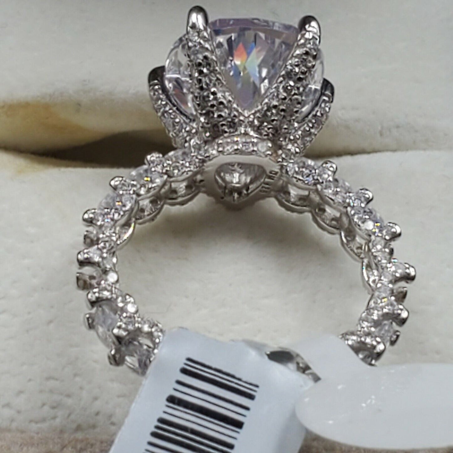 Womens 925 Sterling Silver Wedding Engagement Princess Cut Ring Faceted CC Oval