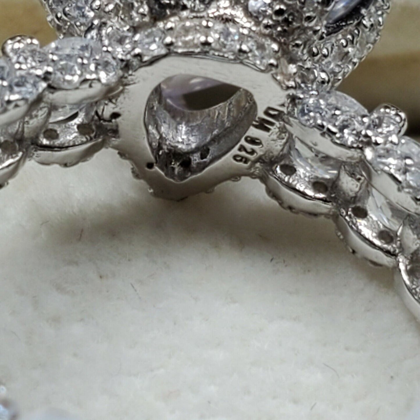 Womens 925 Sterling Silver Wedding Engagement Princess Cut Ring Faceted CC Oval