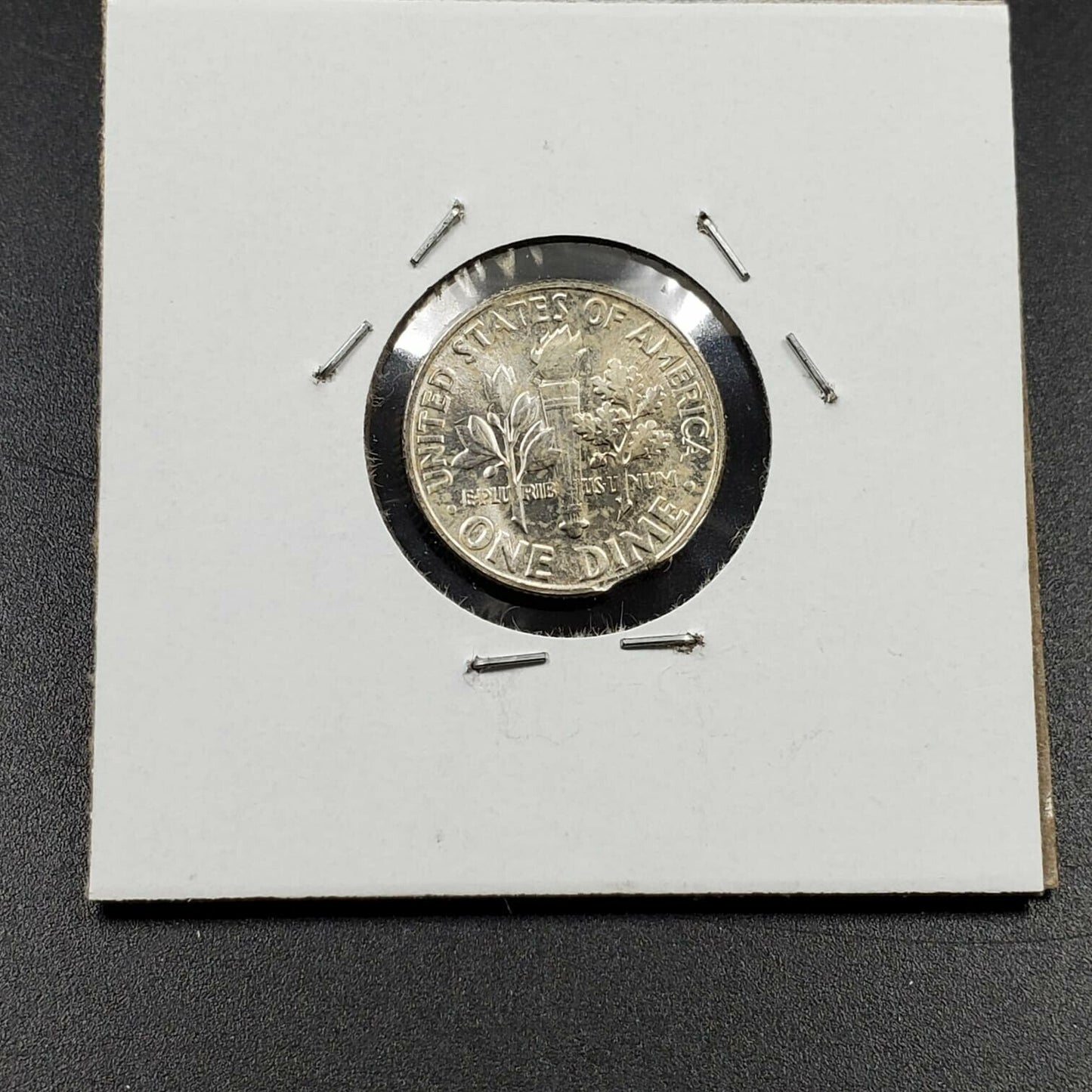 1954 P Philadelphia Roosevelt Silver Dime Clipped Planchet Error Toned BU UNC