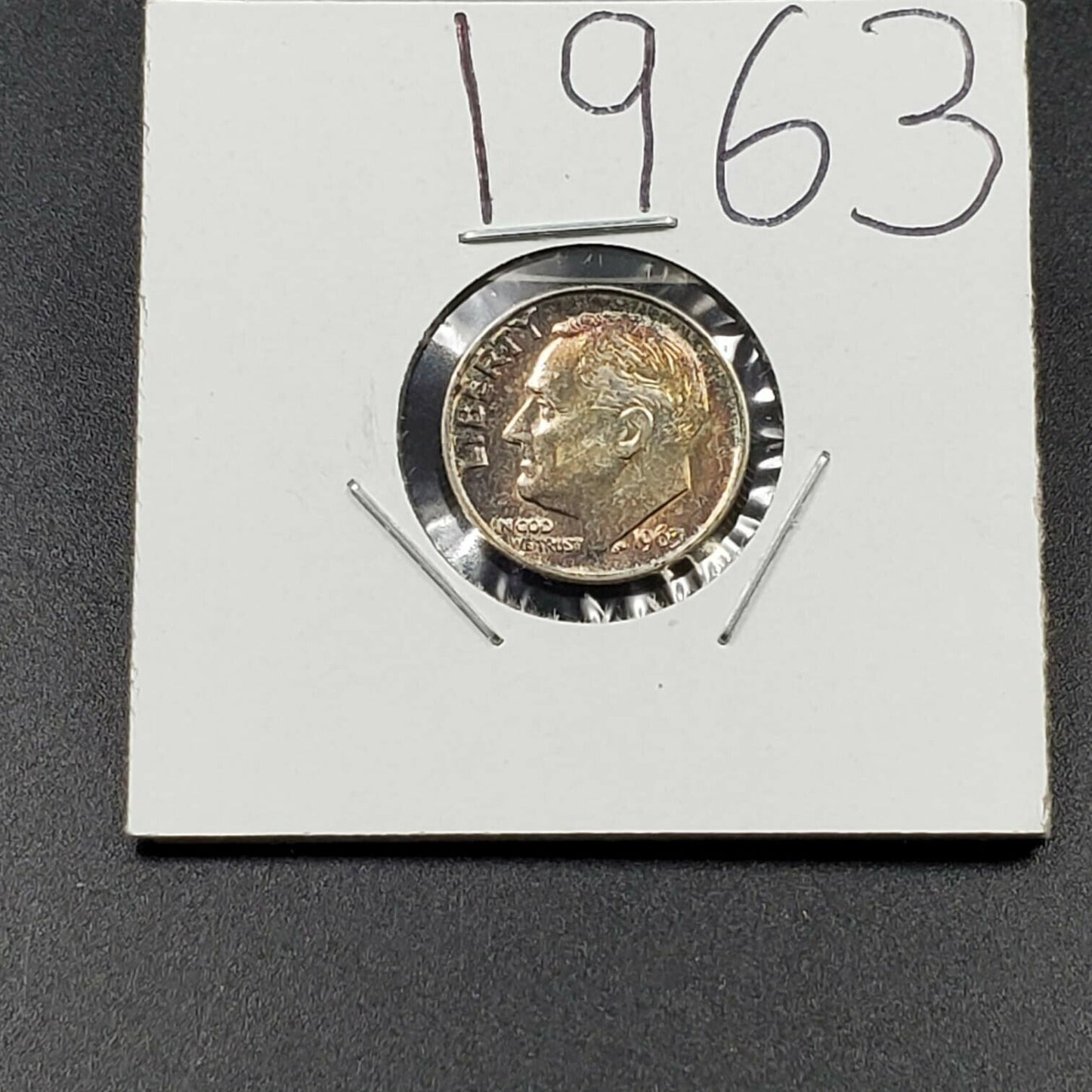 1963 P Roosevelt Silver Dime Coin BU Uncirculated Original PQ Toning Toner OBV