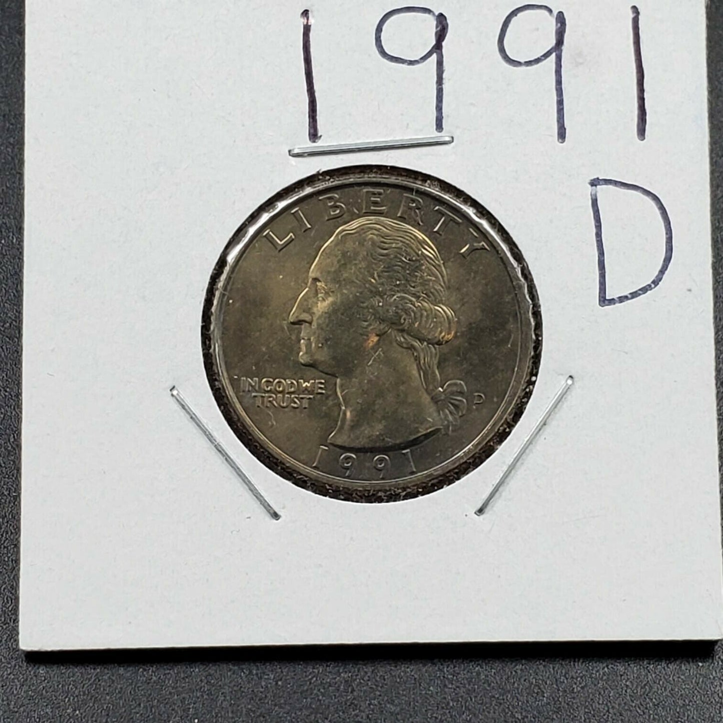 1991 D Washington CLAD Quarter Coin Choice BU UNC Nice Toning Toner 2