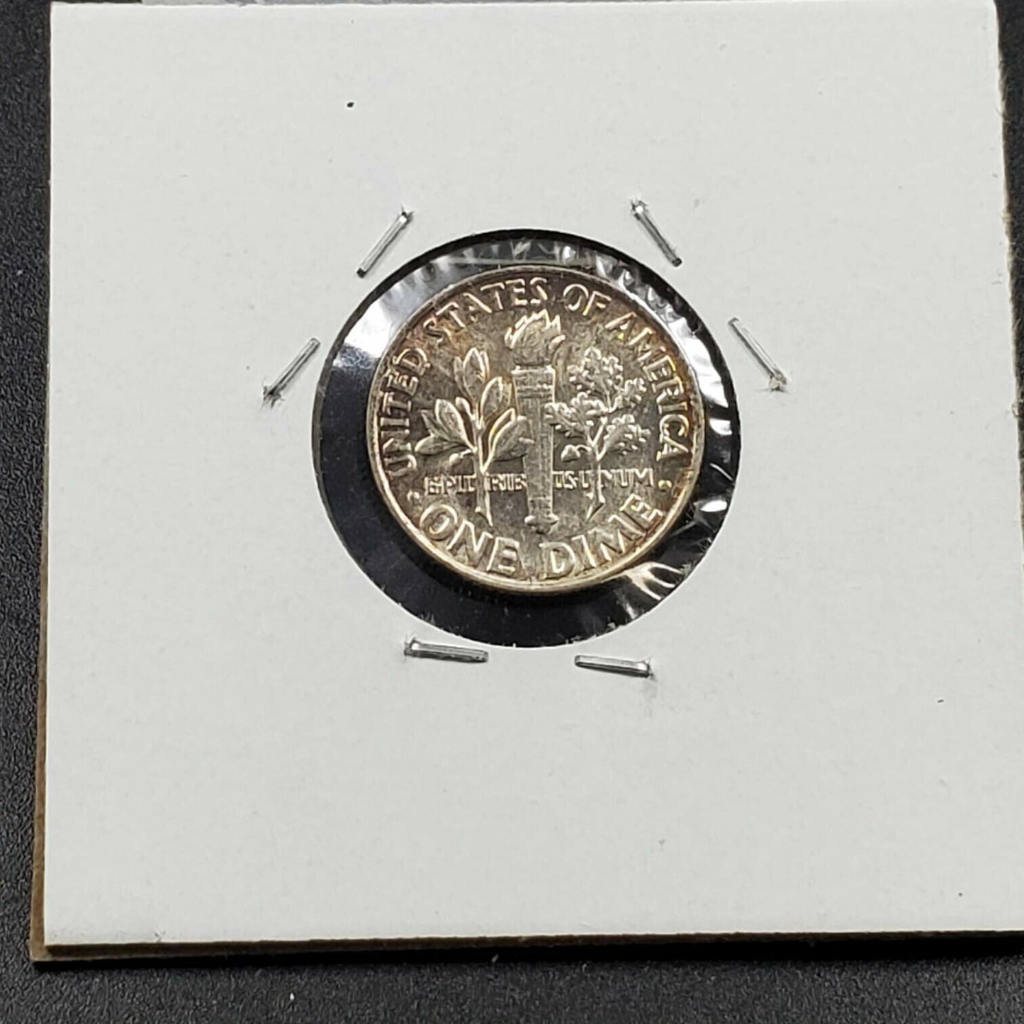 1960 P Roosevelt Silver Dime Coin AU About UNC Original PQ * Rainbow Toning