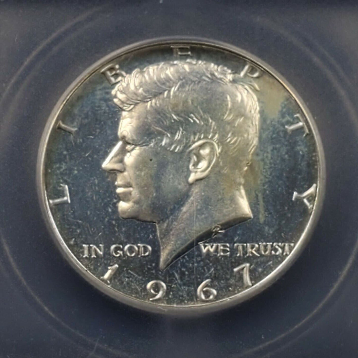 1967 P SMS Kennedy Silver Half Dollar Coin MS68 ICG Light Blue Toning Nice